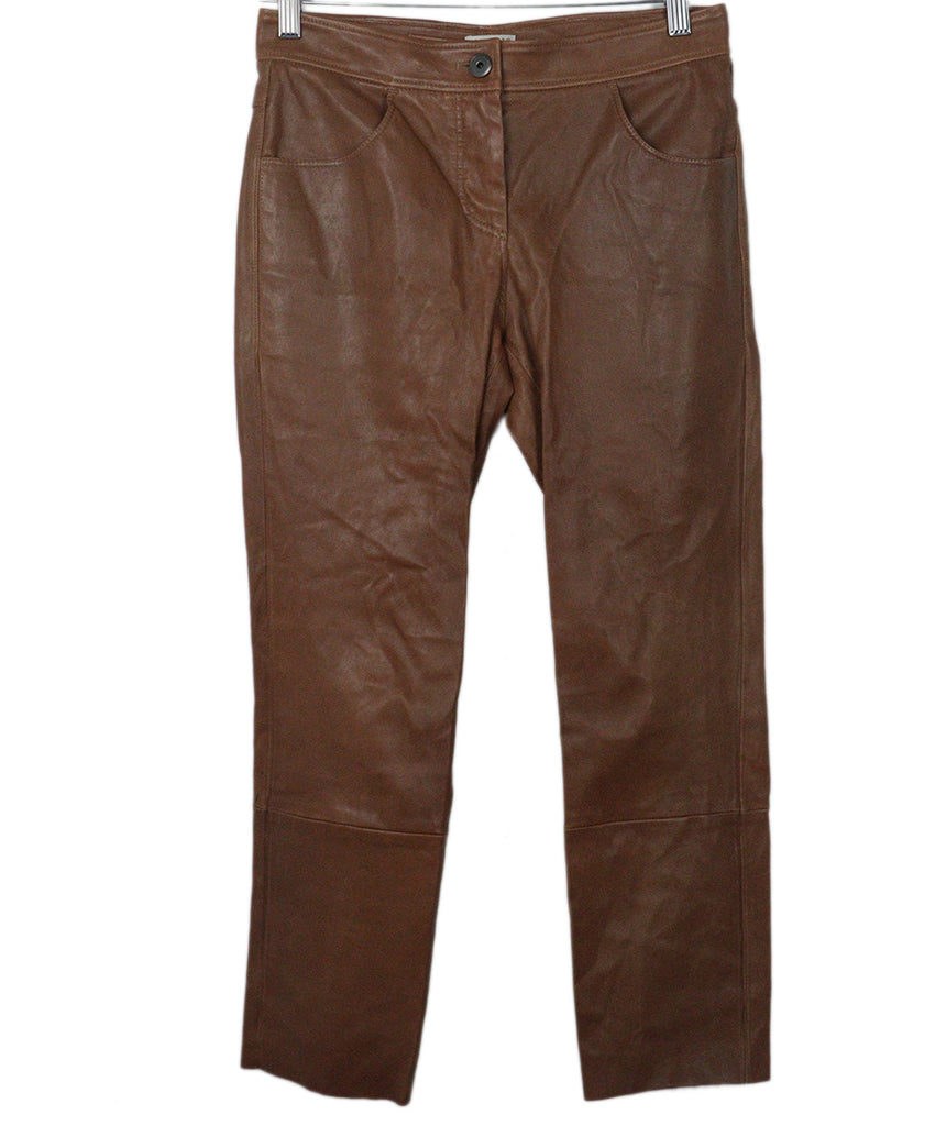 Brunello Cucinelli Cognac Leather Pants 