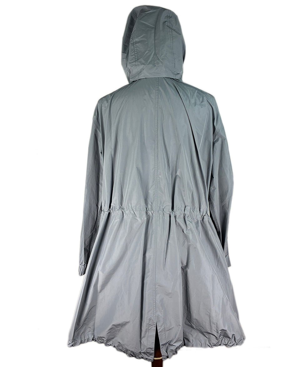 Brunello Cucinelli Pale Blue Nylon Drawstring Coat sz 12 l