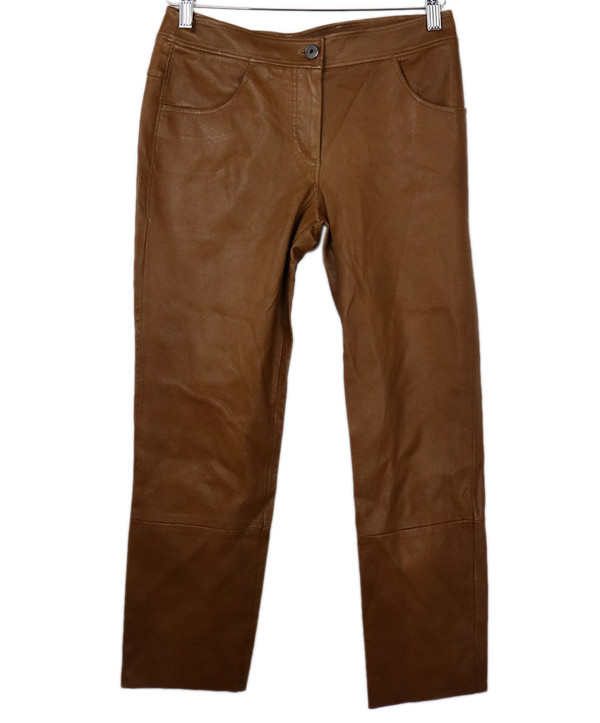 Brunello Cucinelli Brown Cognac Leather Pants 