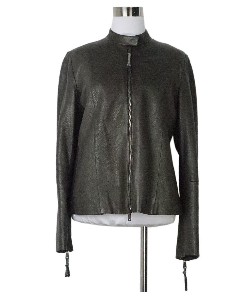 Brunello Cucinelli Brown Leather Jacket 