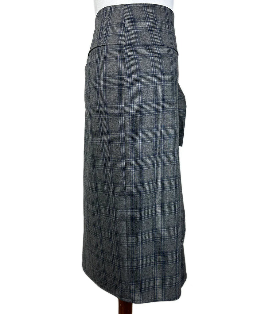 Brunello Cucinelli Grey and Blue Wool Skirt sz 10 l Michael's