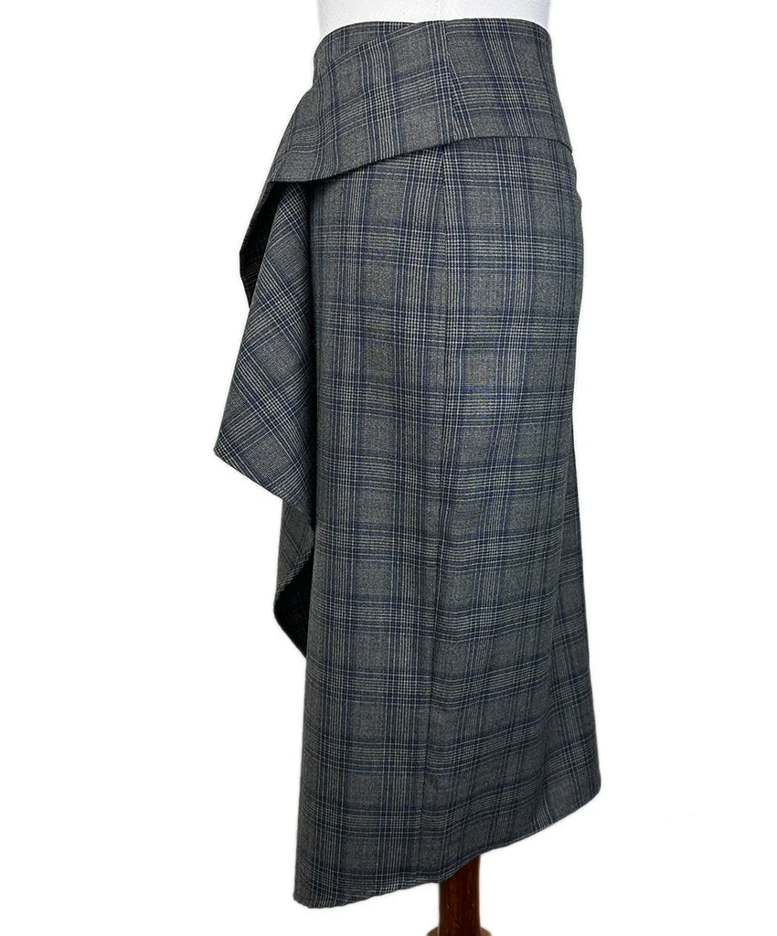 Brunello Cucinelli Grey and Blue Wool Skirt sz 10 l Michael's