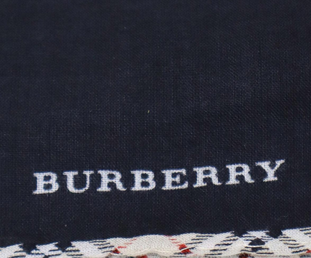 Burberry Black Cotton & Plaid Trim Scarf 3