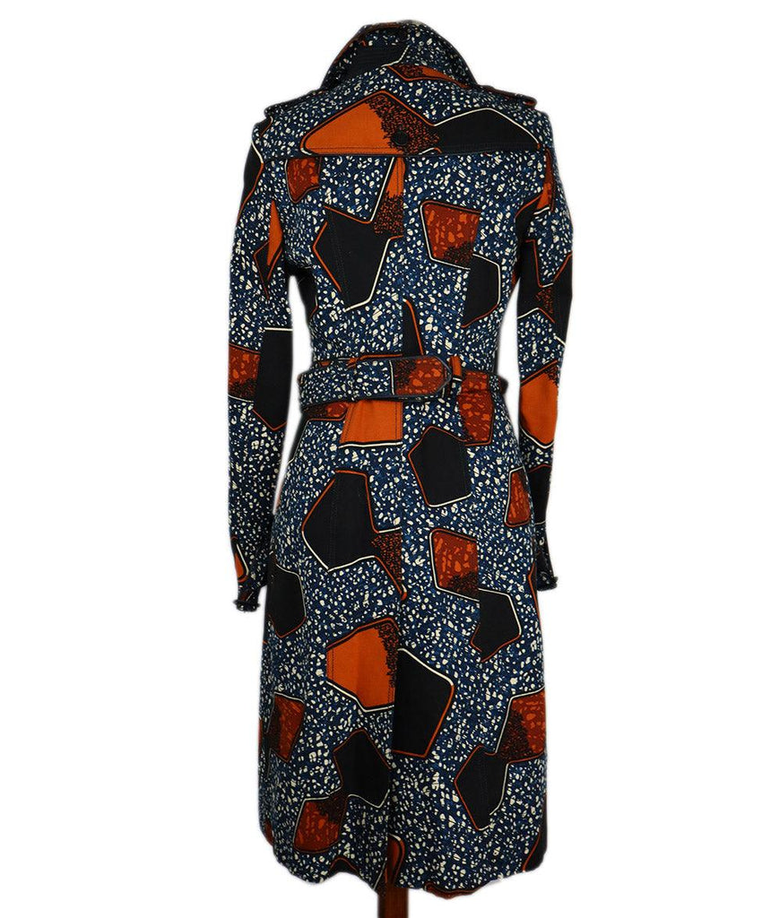 Burberry Blue & Orange Print Trenchcoat 2