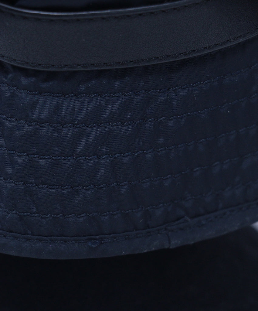 Burberry Navy Nylon & Black Leather Bucket Hat 5