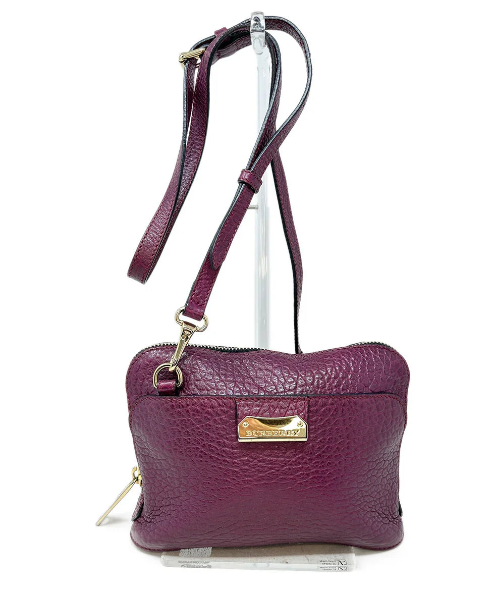 Burberry Purple Grained Leather Crossbody Handbag l Michael's