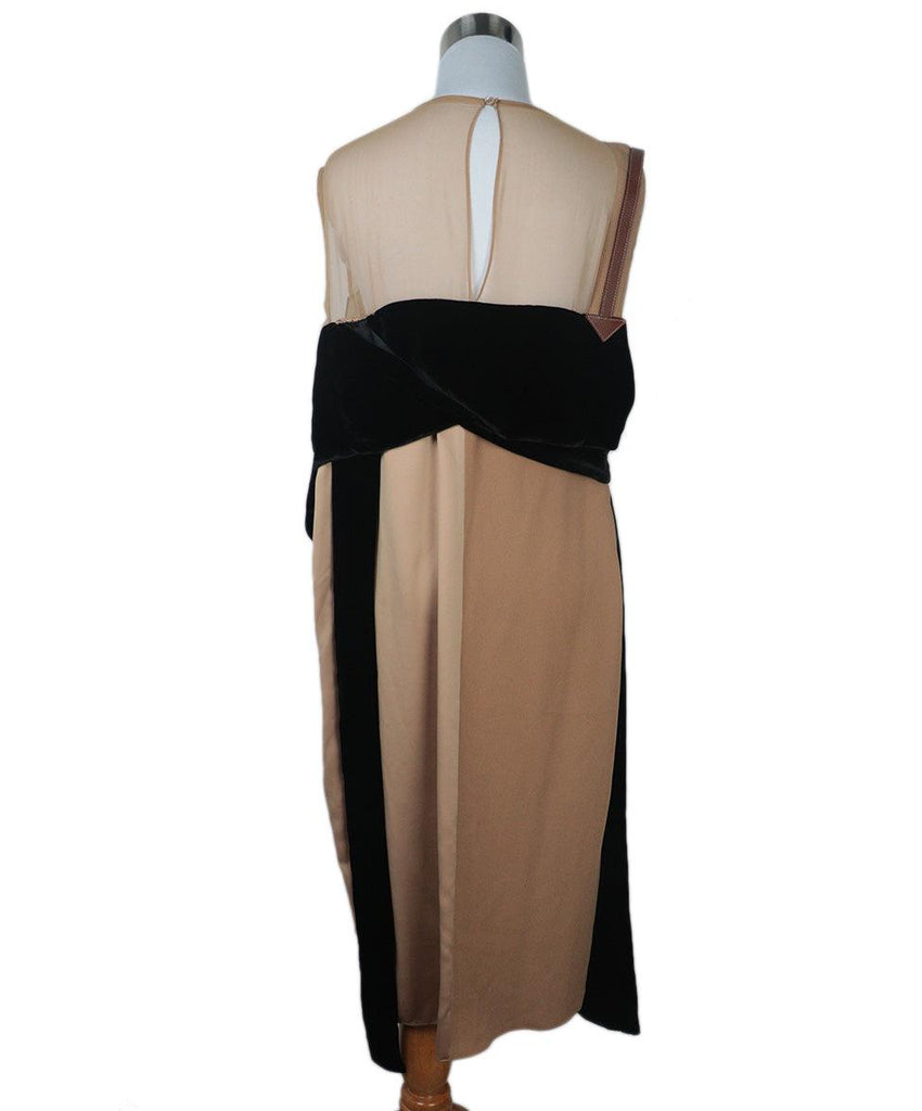 Burberry Black Velvet & Tan Silk Dress 2