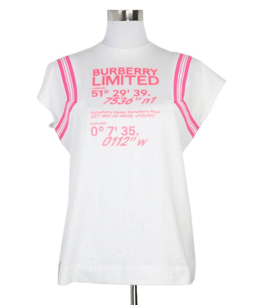 Burberry White & Pink Cotton T-Shirt 