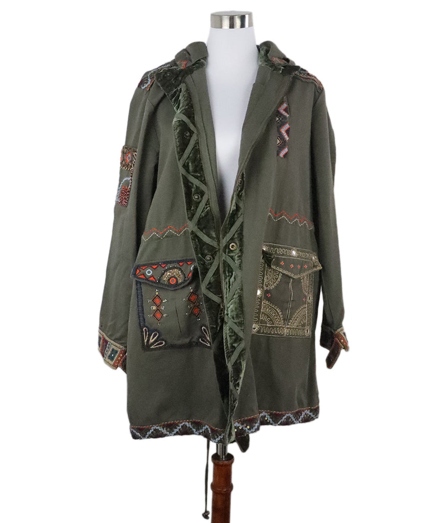 Calypso Olive Cotton Embroidered Trenchcoat 