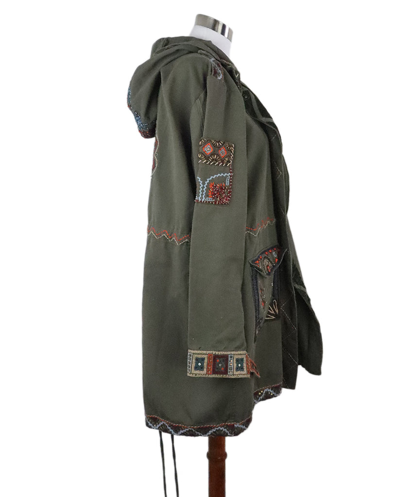 Calypso Olive Cotton Embroidered Trenchcoat 1