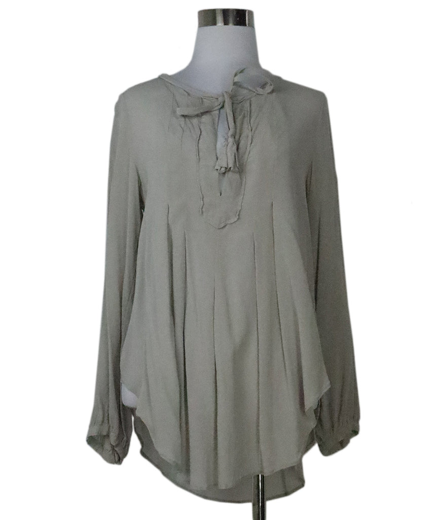 Calypso Grey Silk Longsleeve Blouse 