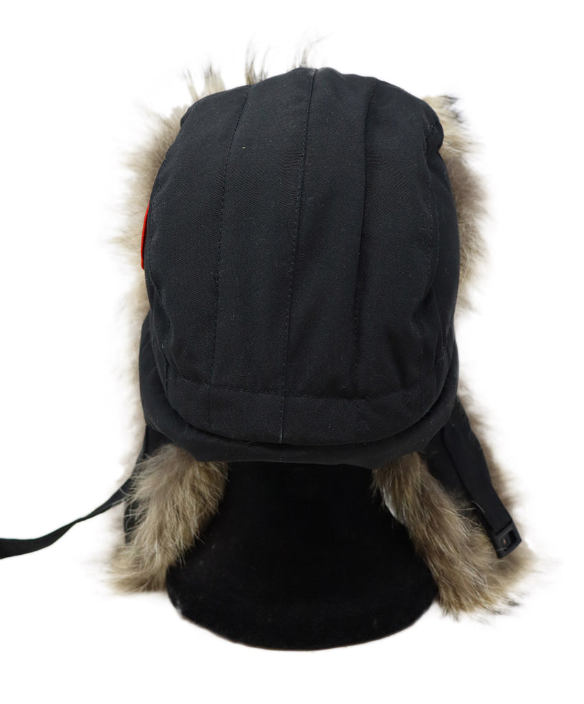 Canada Goose Black Nylon Fox Trim Hat 4