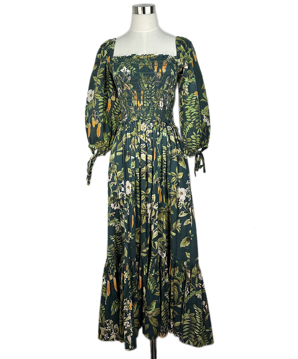 Multi / 4 Cara Cara Floral Green Dress sz S