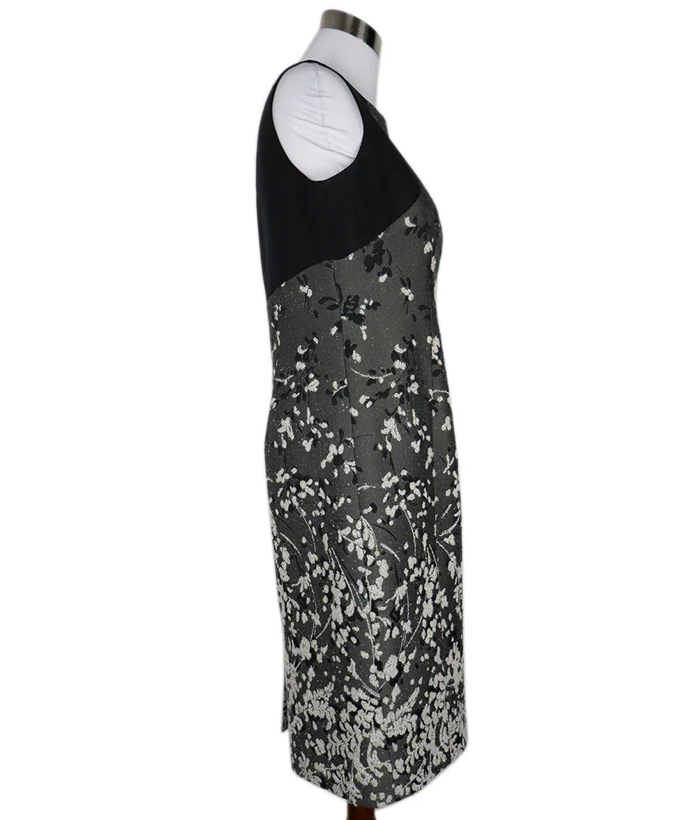 carolina herrera dress black and white Floral Jacquard Long Dress black/ivory