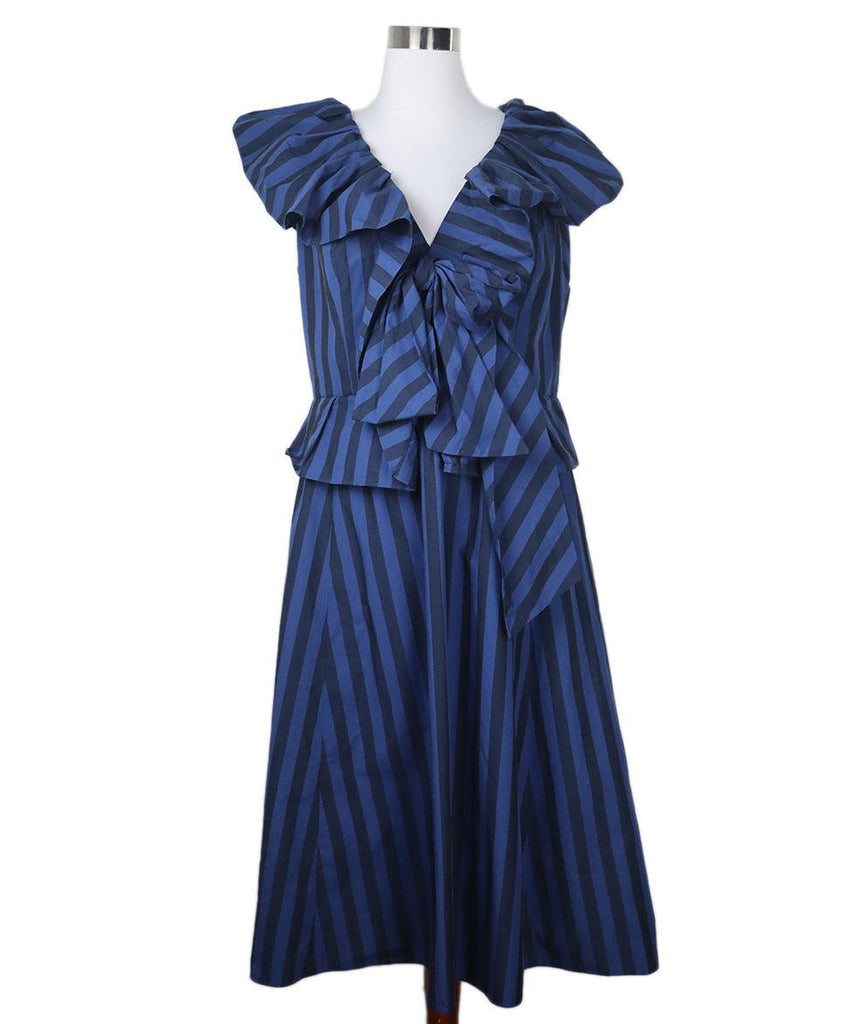 Carolina Herrera Blue & Black Striped Dress 