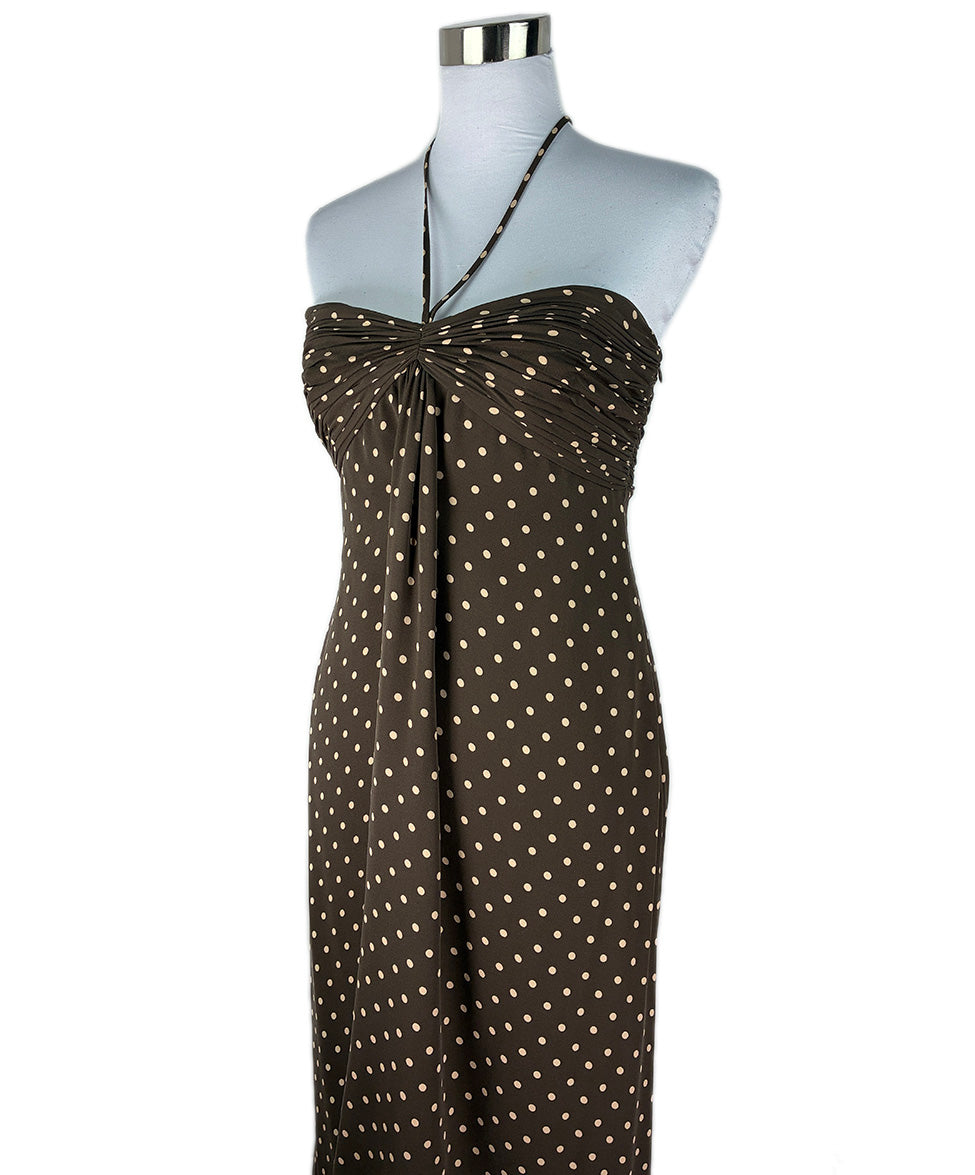 Carolina Herrera Brown Polka Dots Silk Long Dress W/Shawl Sz 10 l Michael's  Luxury Consignment – Michael's Consignment NYC