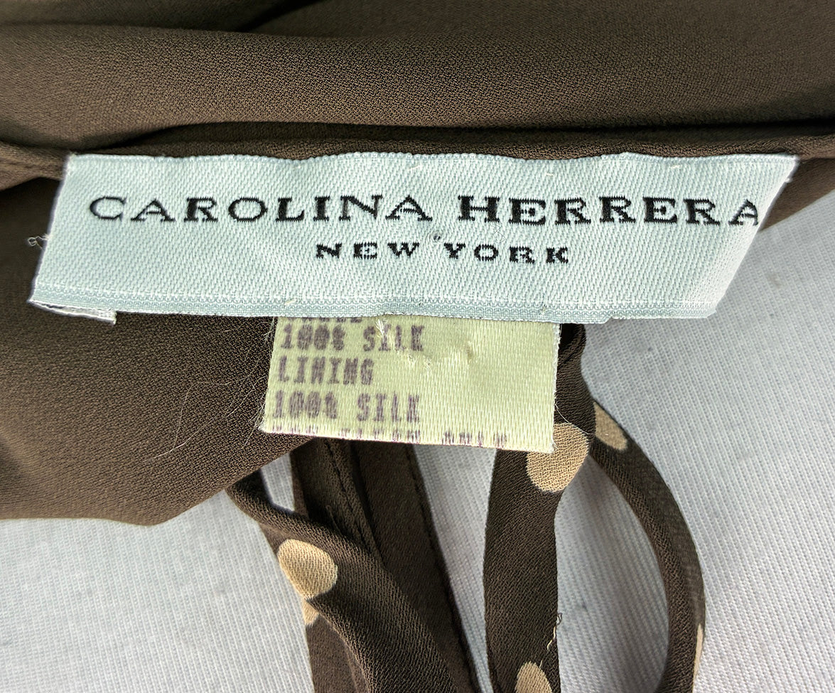 Carolina Herrera Brown Polka Dots Silk Long Dress W/Shawl Sz 10 l Michael's  Luxury Consignment – Michael's Consignment NYC