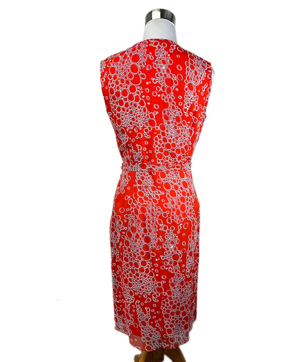 Carolina Herrera Red White Print Silk Sleeveless dress w belt sz 4 l Michael's Luxury Consignment – Michael's Consignment NYC