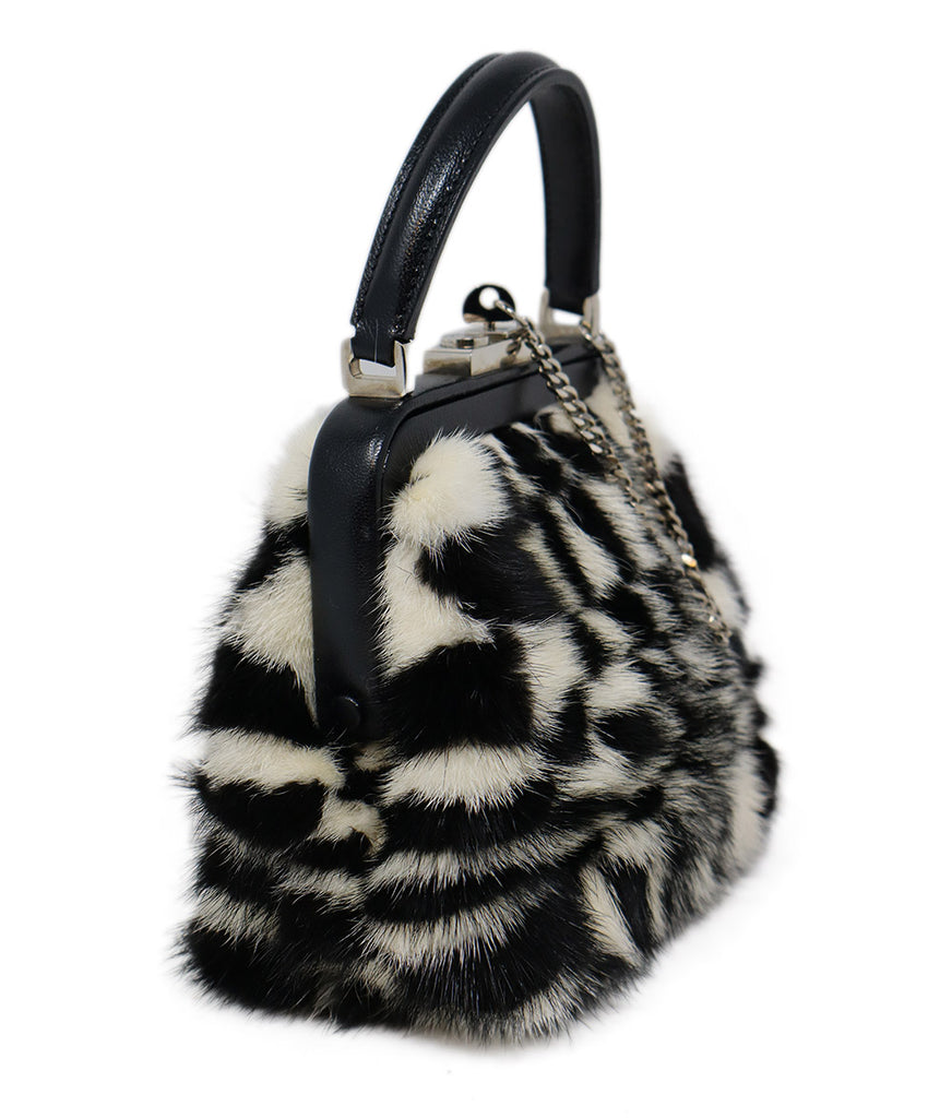 Celine B&W Mink Fur & Leather Handbag 1