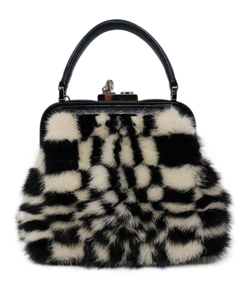 Celine B&W Mink Fur & Leather Handbag 2