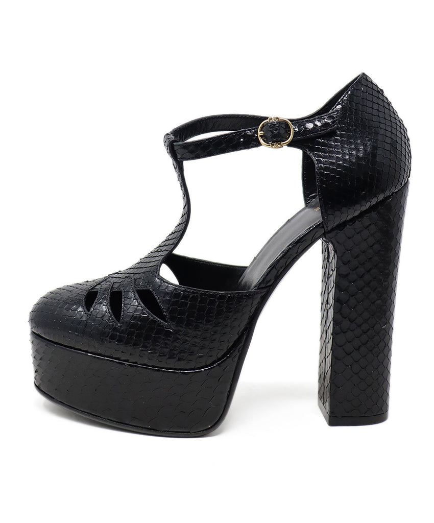 Celine Black Snake Skin Platform Heels 1