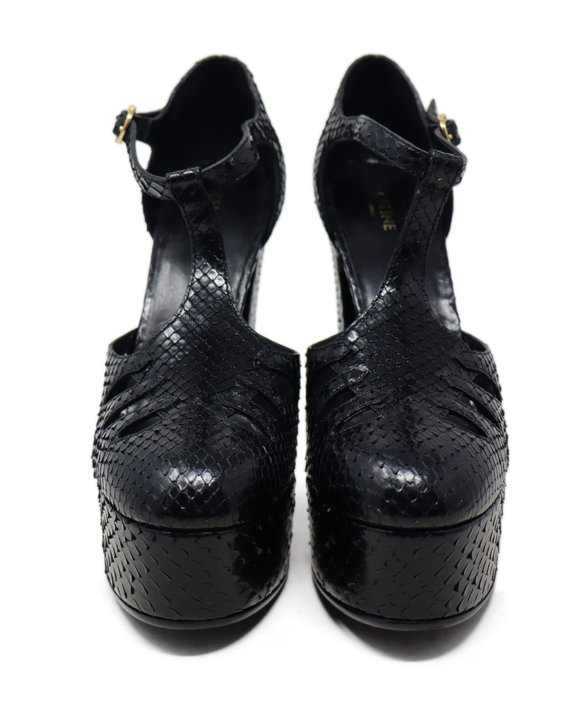 Celine Black Snake Skin Platform Heels 3