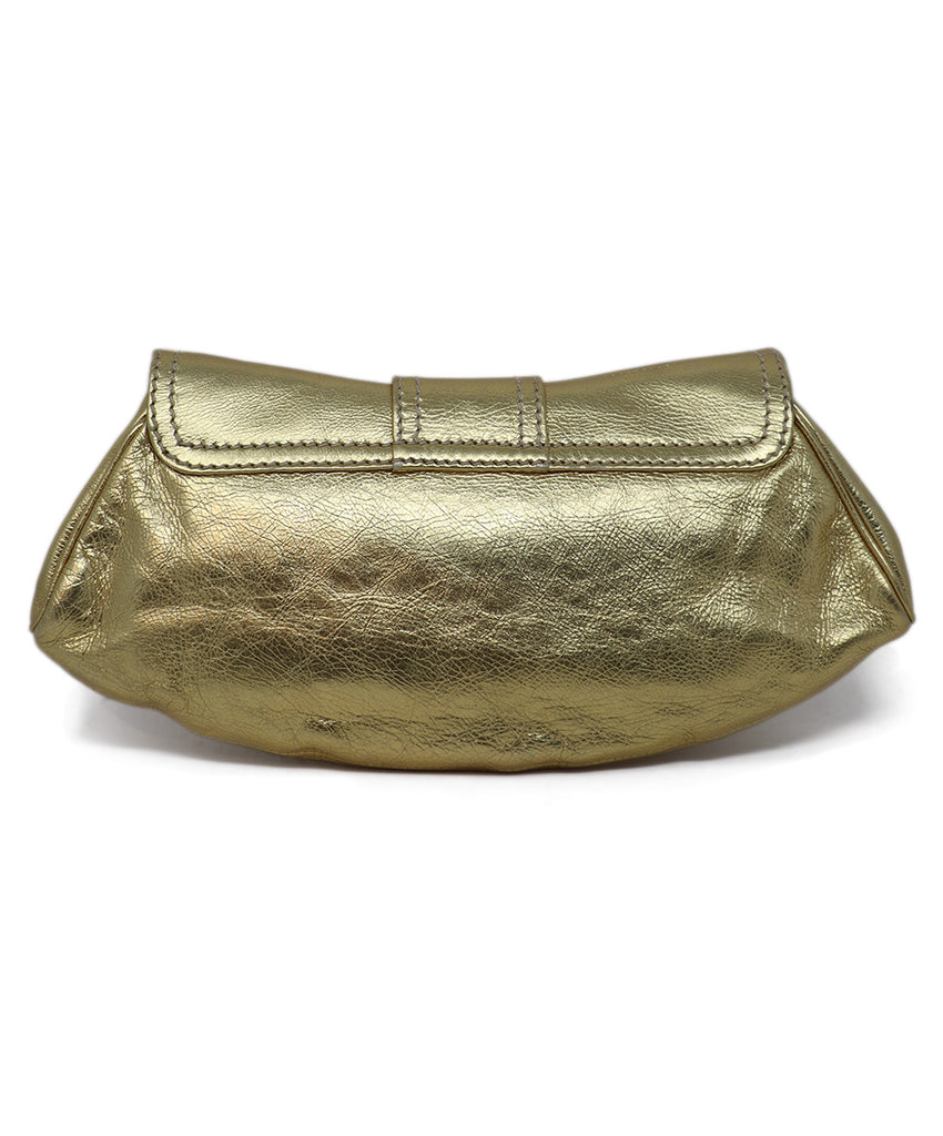 Celine Gold Leather Clutch 2