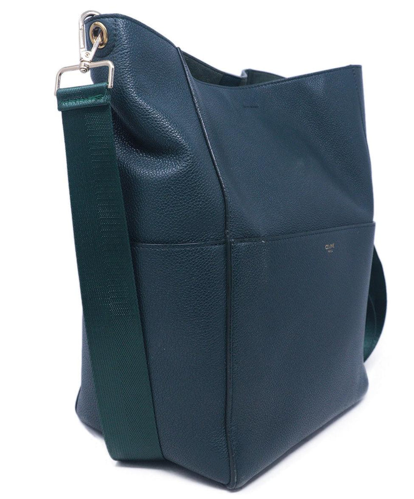 Celine Dark Green Leather Shoulder Bag 1