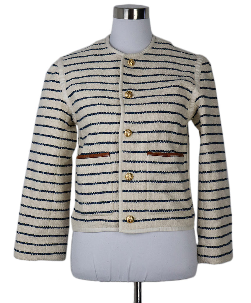 Celine Ivory & Navy Striped Blazer 