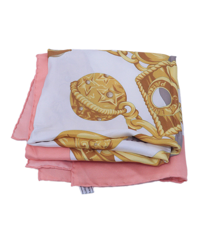 Celine Peach & Gold Silk Pocket Square 1