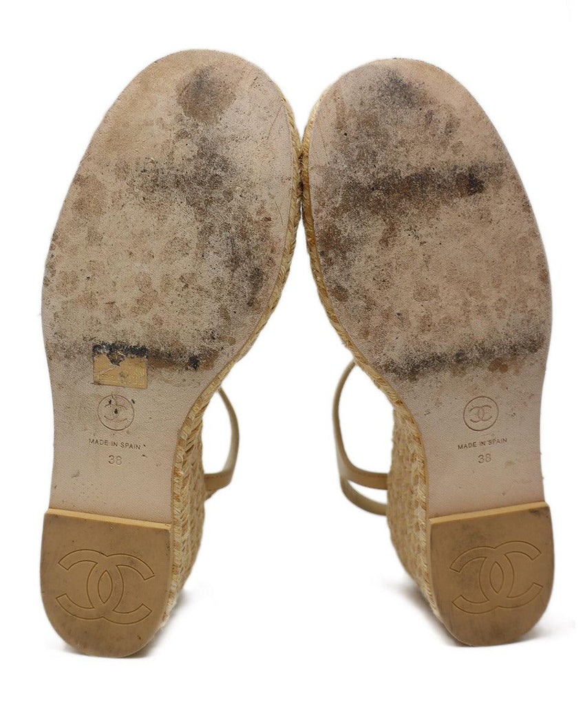 Chanel Beige Leather & Black Faille Espadrilles 4