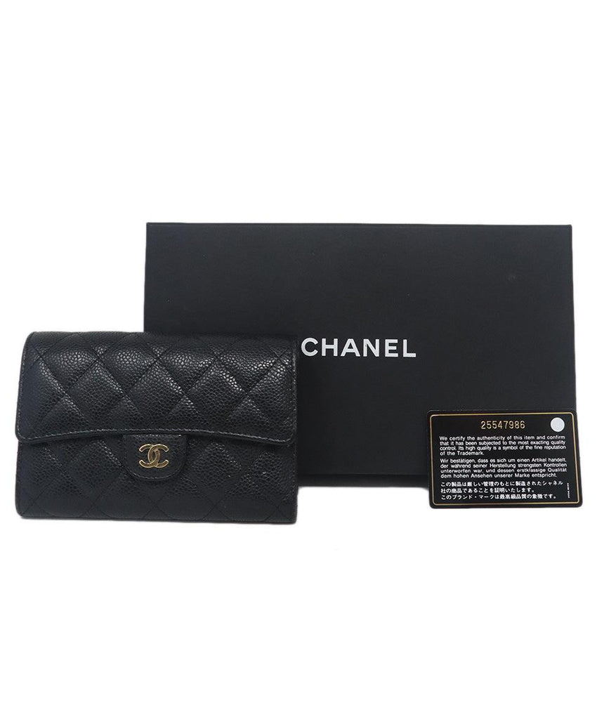 Chanel Black Quilted Caviar Leather Wallet 4