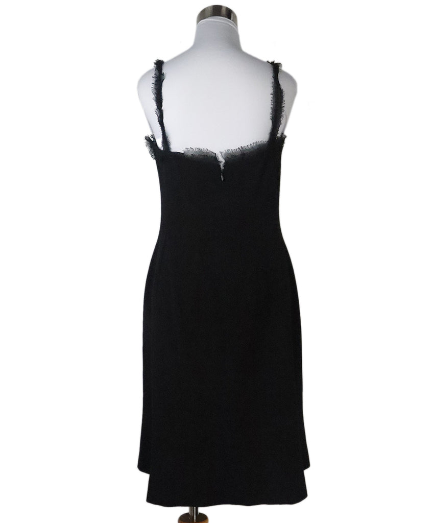 Chanel Black Wool & Chiffon Trim Dress 2