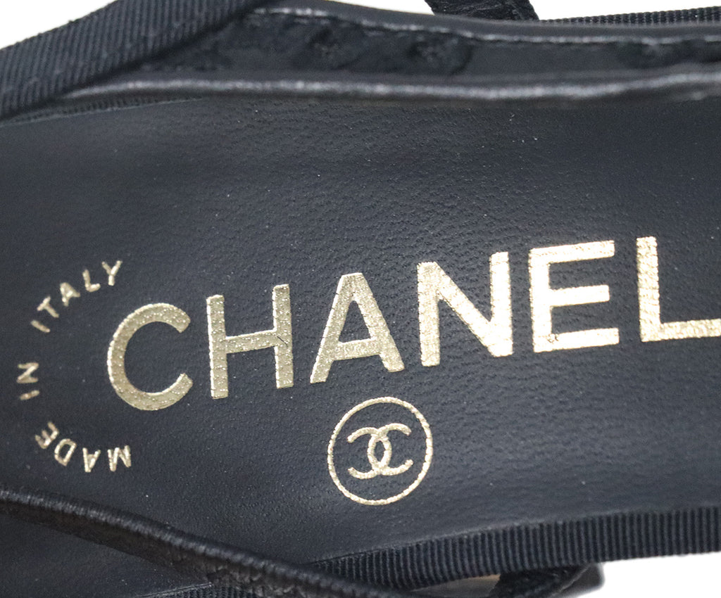 Chanel Black Eyelet Heels 5