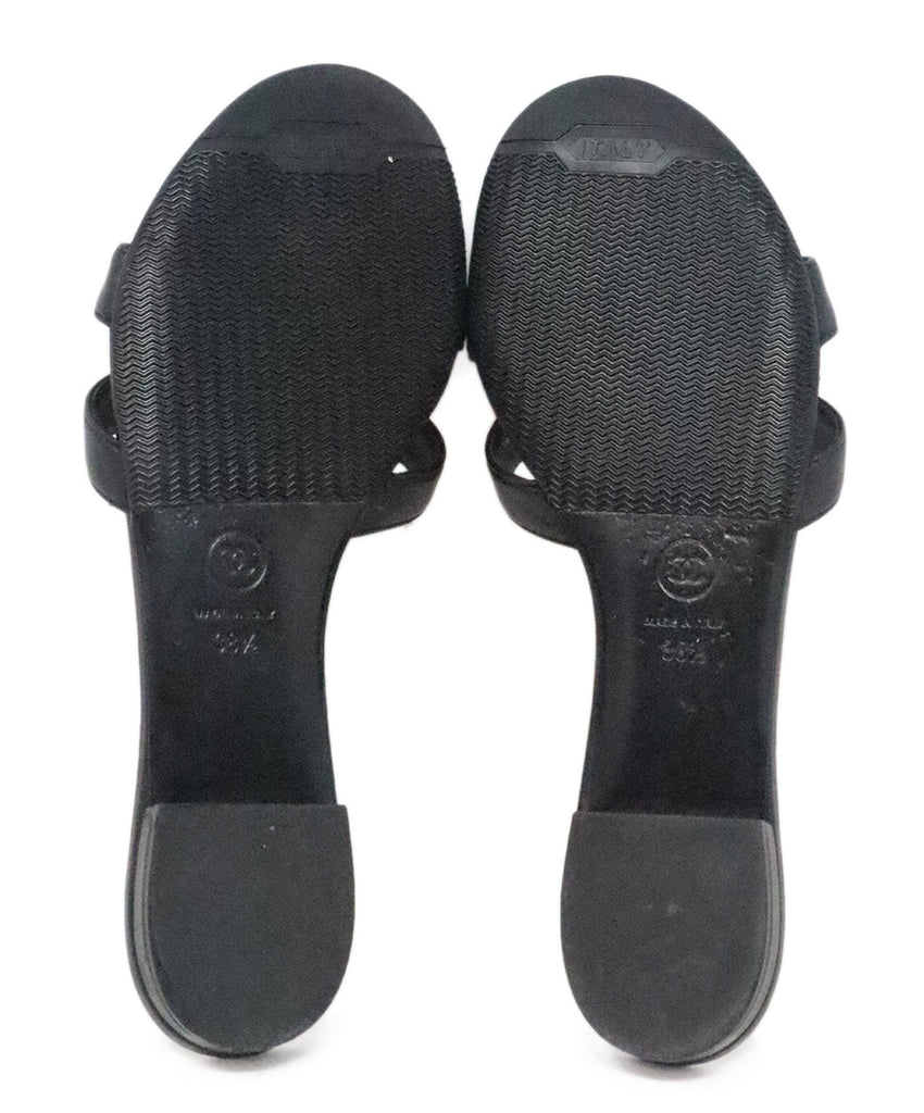 Chanel Black Leather Camellia Slides 4