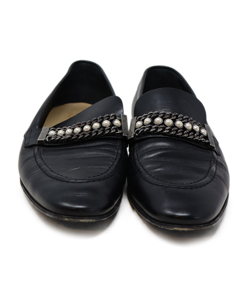 Chanel Black Leather Pearl Loafers 3