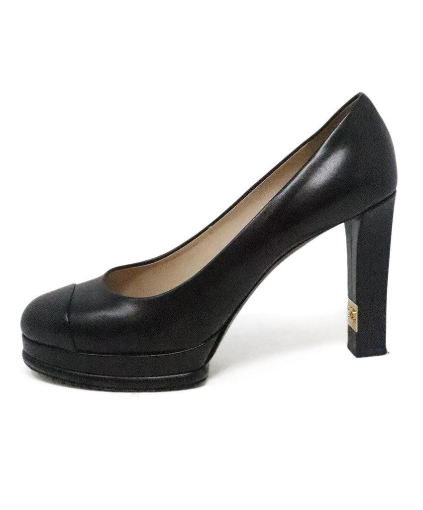 Chanel Black Leather Platform Heels 1