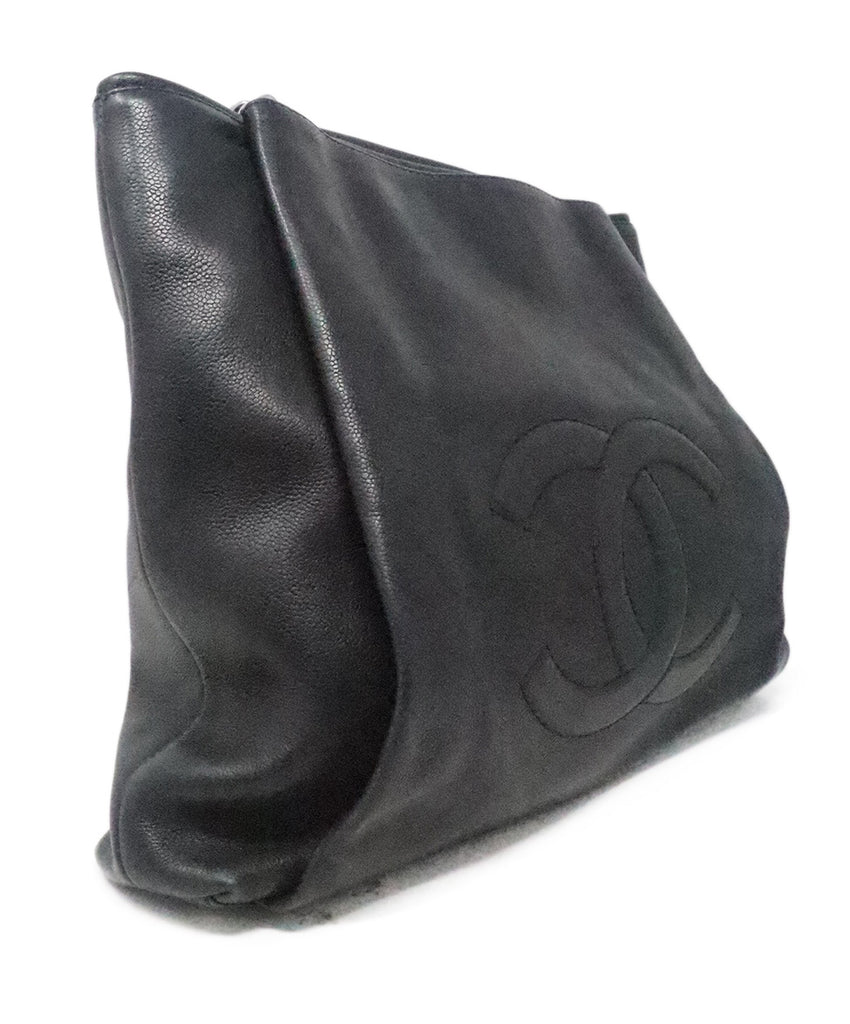 Chanel Black Leather Logo Tote 1