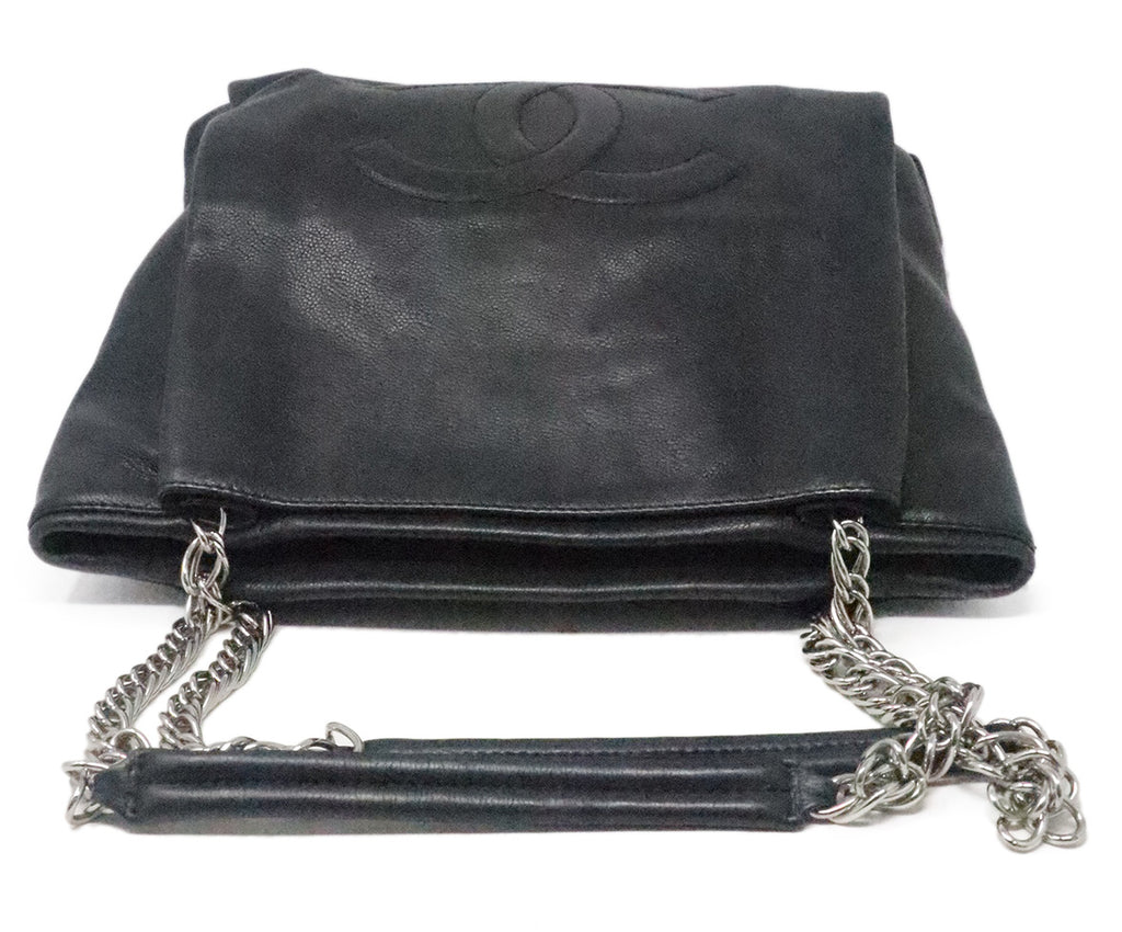 Chanel Black Leather Logo Tote 4