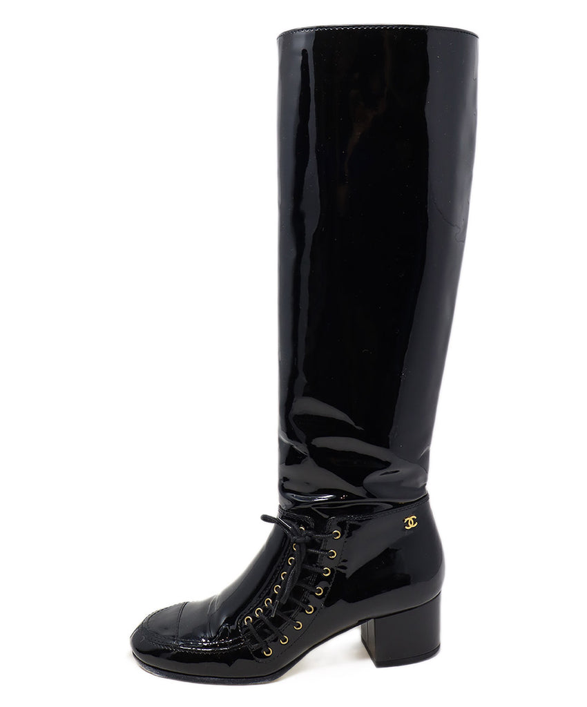 Chanel Black Patent Leather Boots 1