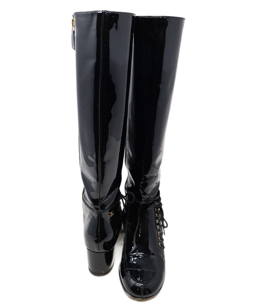 Chanel Black Patent Leather Boots 2