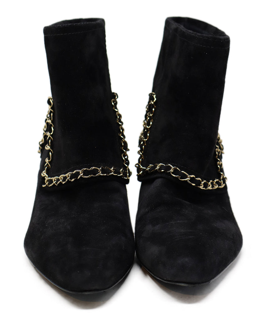 Chanel Black Suede & Gold Metal Booties 3