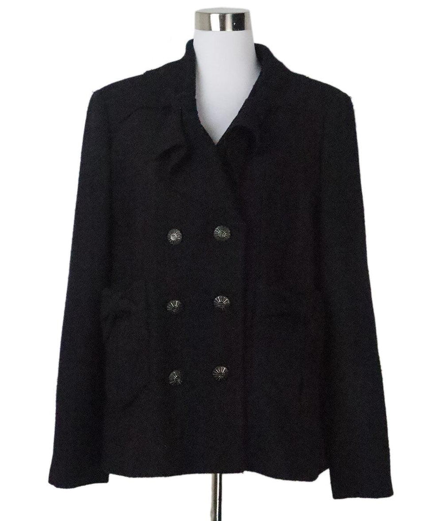 Chanel Black Wool Bow Trim Jacket 