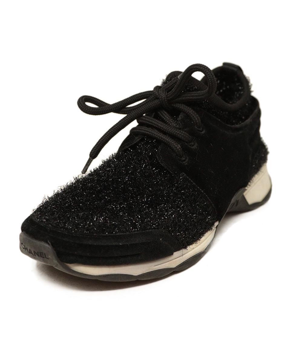 Chanel Black Tweed Velvet Sneakers sz 7 Michael s Consignment NYC