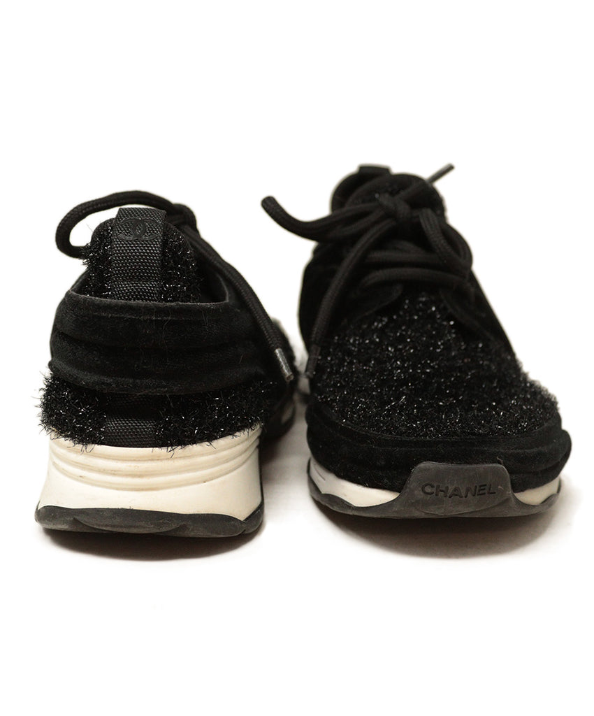 Chanel Black Tweed & Velvet Sneakers 2