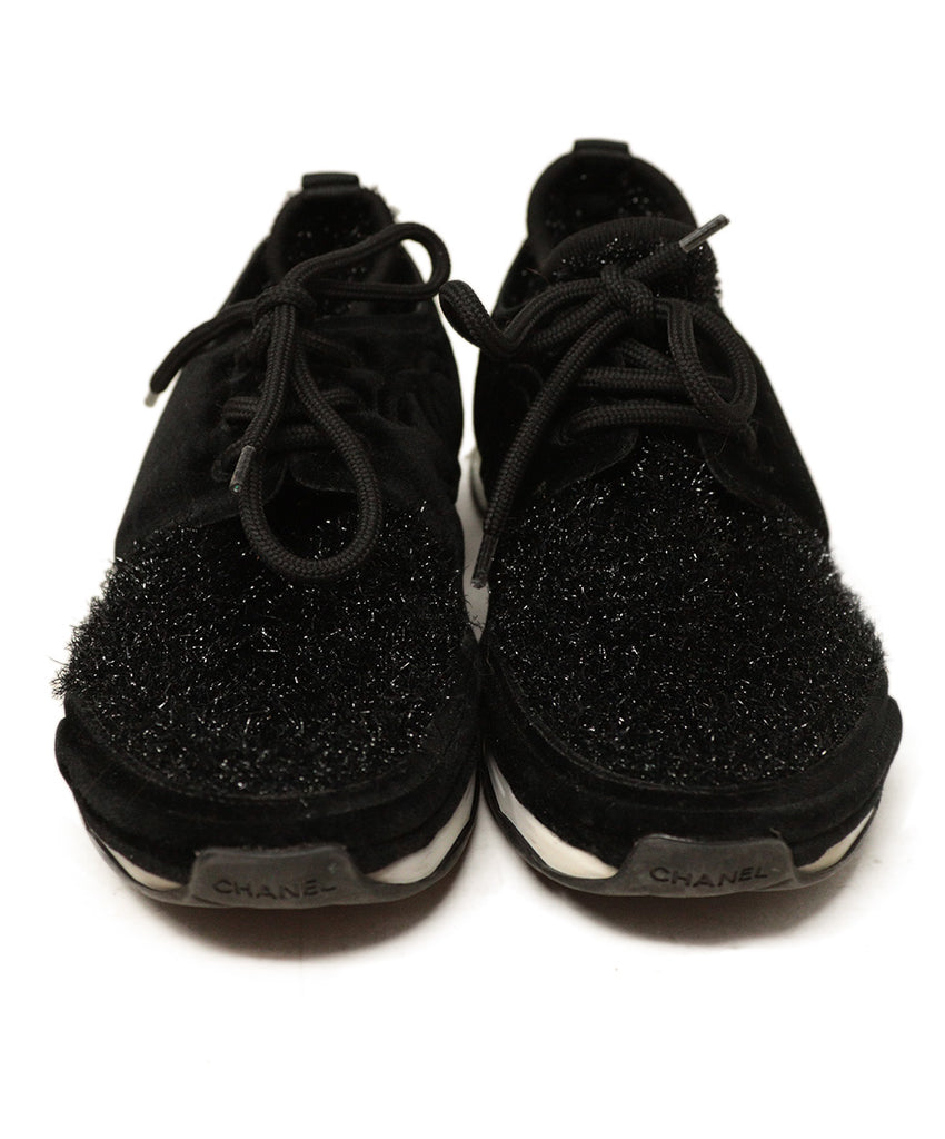 Chanel Black Tweed & Velvet Sneakers 3