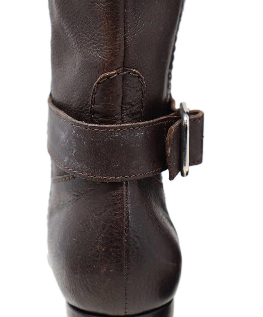 Chanel Brown Leather Zipper Trim Boots 5