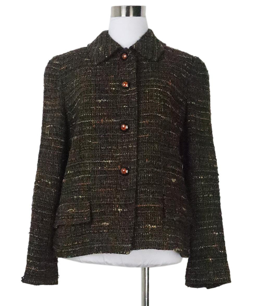 Chanel Brown & Green Tweed Blazer 