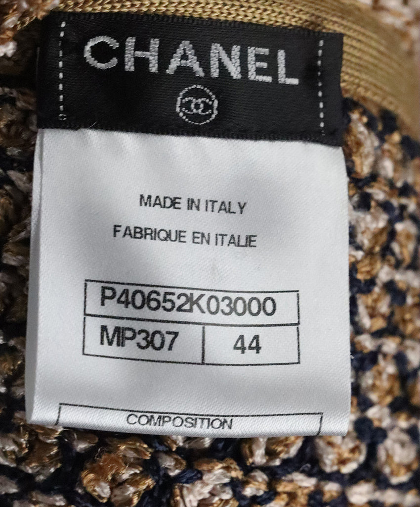 Chanel Gold & Navy Tweed Cardigan 3