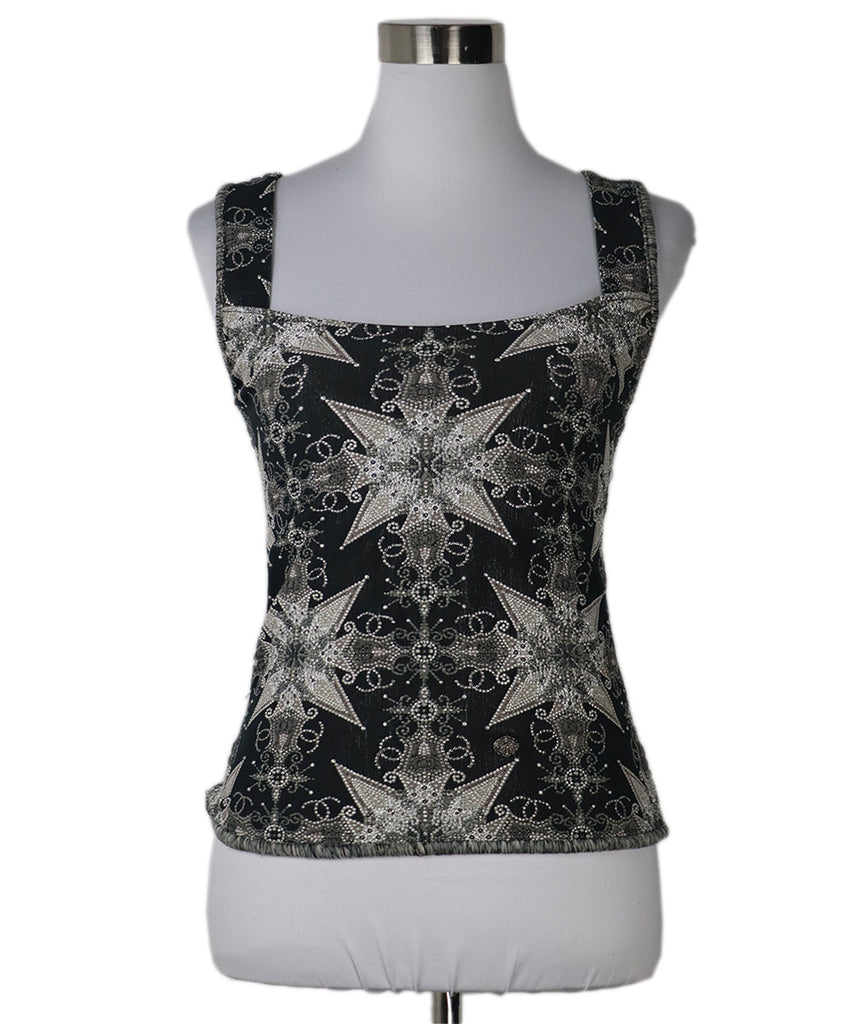 Chanel Grey Polyester Silver Top 